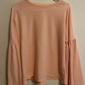 Peach Long Bell Sleeve Blouse